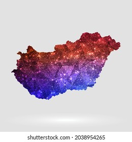 Mapa de fondo de Hungría en estilo poligonal. Ilustración vectorial bajo políticamente colorido mapa de Hungría aislado. EPS vectorial 10.