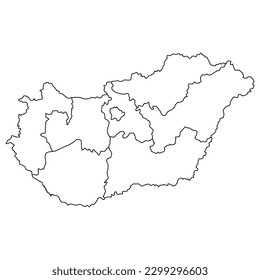 Hungary map background with states. Hungary map isolated on white background. Vector illustration