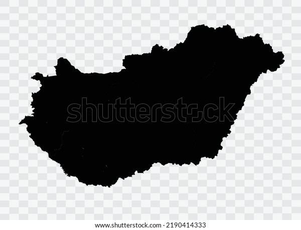 Hungary Map black Color on Backgound png  not\
divided into cities