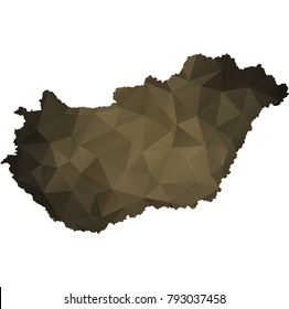 hungary map - Black, gold, geometric rumpled low poly style gradient graphic background, polygonal design for your. Vector illustration eps 10.