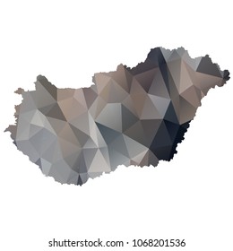 hungary map - Black, grey, geometric rumpled low poly style gradient graphic background, polygonal design for your. Vector illustration eps 10.