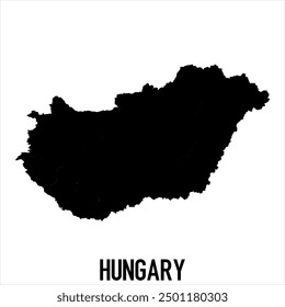 Hungary Map - black World Map International vector template with High detailed isolated on white background - Vector