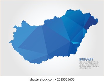 Hungary map blue Color on white background polygonal