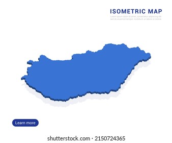 Hungary map blue isolated on white background with 3d isometric vector illustration.