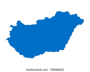 Hungary map Blue vector isolated on white background