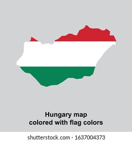 Hungary map colored with flag colors isolated vector illustration