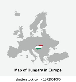 Ungarische Karte mit Flaggenfarben in Europa, einzelne Vektorillustration
