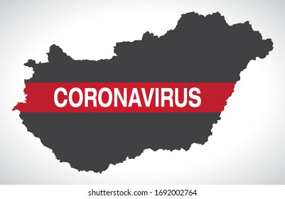 Hungary Map With Coronavirus Warning Illustration