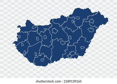 Hungary Map dark blue Color on White Background quality files Color (043B72) png