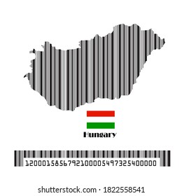 Hungary map flag made bar code, vector illustration.