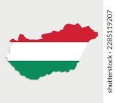 hungary map with flag on gray background