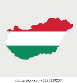 hungary map with flag on gray background