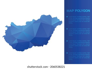 Hungary map in geometric blue polygonal style modern design on white background. Vector illustration map in geometric blue polygonal style modern design on white background. Vector illustration.