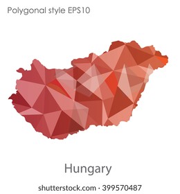 Hungary map in geometric polygonal style.Abstract triangle,modern design background.