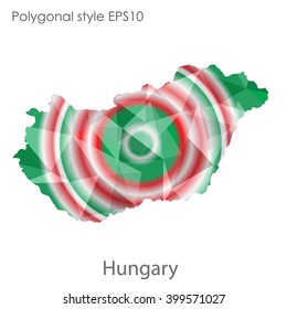 Hungary map in geometric polygonal style.Abstract triangle,modern design background.