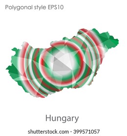 Hungary map in geometric polygonal style.Abstract triangle,modern design background.