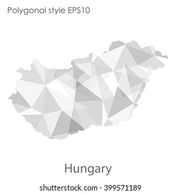 Hungary map in geometric polygonal style.Abstract triangle,modern design background.
