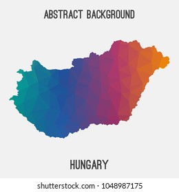 Hungary map in geometric polygonal,mosaic style.Abstract tessellation,modern design background,low poly. Geometric cover, mockup. Vector illustration.