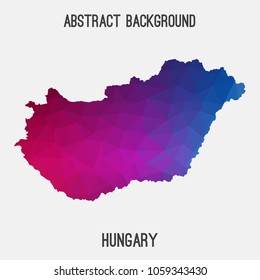 Hungary map in geometric polygonal,mosaic style.Abstract tessellation,modern design background,low poly. Geometric cover, mockup. Vector illustration.