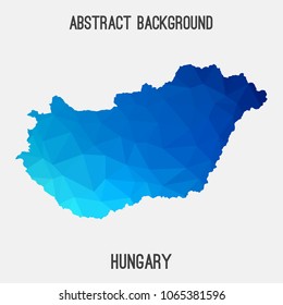 Hungary map in geometric polygonal,mosaic style.Abstract tessellation,modern design background,low poly. Geometric cover, mockup. Vector illustration.