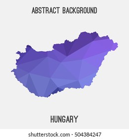 Hungary map in geometric polygonal,mosaic style.Abstract tessellation,modern design background,low poly. Vector illustration.
