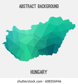 Hungary map in geometric polygonal,mosaic style.Abstract tessellation,modern design background,low poly. Vector illustration.