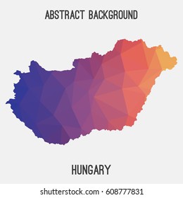Hungary map in geometric polygonal,mosaic style.Abstract tessellation,modern design background,low poly. Vector illustration.