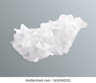 Hungary map gray in polygonal style on dark background. isolated vector illustration eps 10.