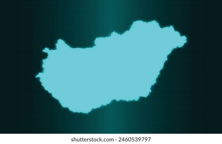 Mapa de Hungría con estilo de Tecnología de circuito verde.
