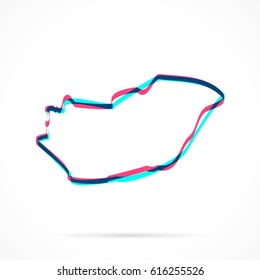 Hungary Map hand drawn with blue and pink highlighters, isolated on a blank background.
Vector illustration, easy to edit, manipulate, resize or colorize.