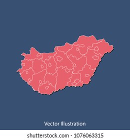 Hungary map - High detailed color map of Hungary. flat design style, clean and modern. Vector illustration eps 10