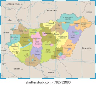 Hungary Map - High Detailed Vector Illustration