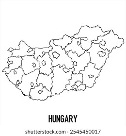 hungary map icon isolated on white background. Outline map. Simple line icon. Vector illustration