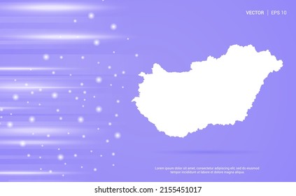 Ungarische Karte einzeln auf violettem Hintergrund. Vektorgrafik.