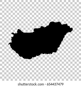 Hungary map isolated on transparent background. Black map for your design. Vector illustration, easy to edit.
