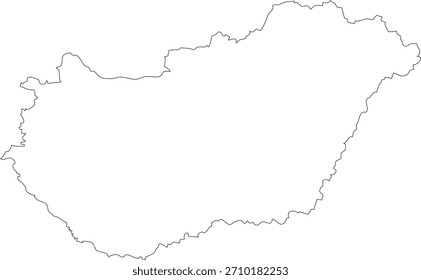 Hungary Map Isolated Outline Stroke Vector Map Editable
