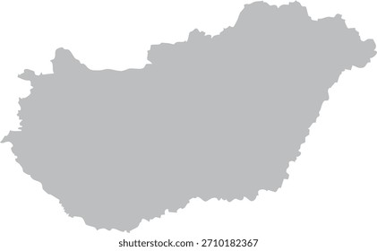 Hungary Map Isolated Silhouette Grey Vector Map Editable