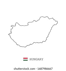 Hungary map line, linear thin vector. 