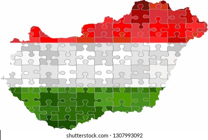 Hungary map made of puzzle background - Illustration