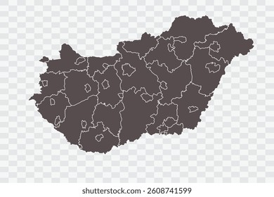 Hungary Map Minimalist  High-Quality PNG  Ash Color on Transparent Background Perfect for presentations infographics educational materials and graphic design projects