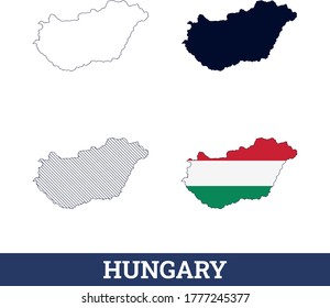 Hungary Map with National flag Vector