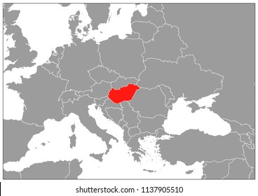Hungary map on gray base  