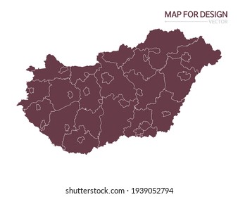 Hungary map on white background vector illustration.