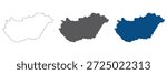 Hungary map plain set. Map of Hungary in blank set.