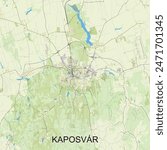 Kaposvár, Hungary map poster art