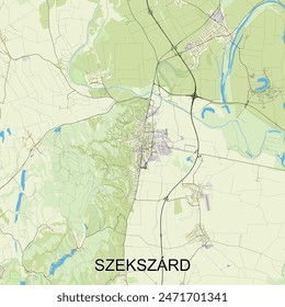 Szekszárd, Hungría mapa poster art