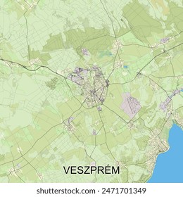 Veszprém, Hungary map poster art