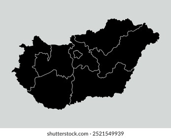 hungary map with regions isolated on white background. Map of hungary. Vector illustration