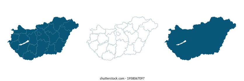 Hungary map with regions vector illustration on white
