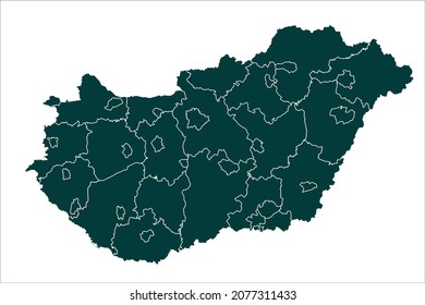 Hungary map Sacramento green Color on White Background